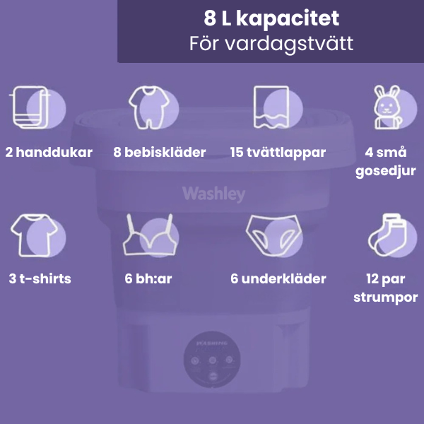 Hopfällbar mini-tvättmaskin